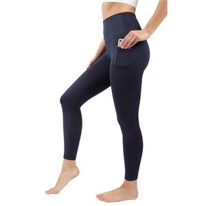 90 Degrees By Reflex High Waist Dark Navy Leggings With Side Pockets